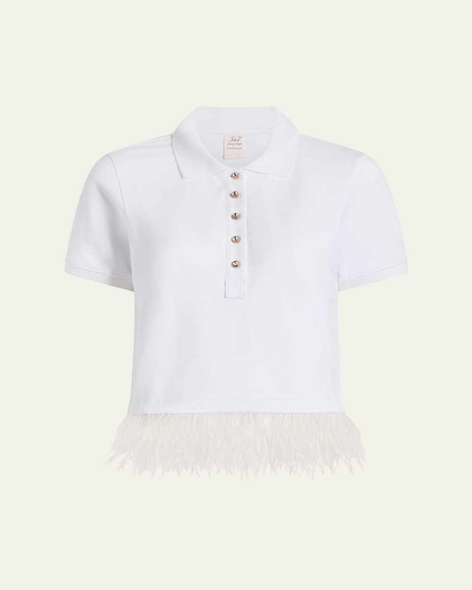 Reign Feather-Hem Polo Top